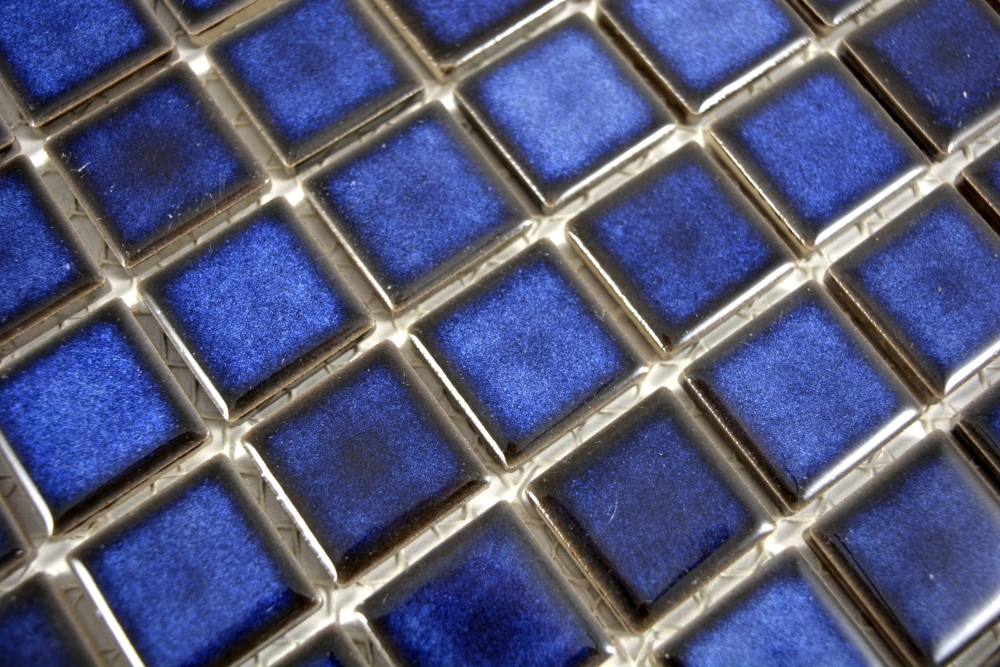 Mosaico cuadrado uni azul cobalto ceramica brillante