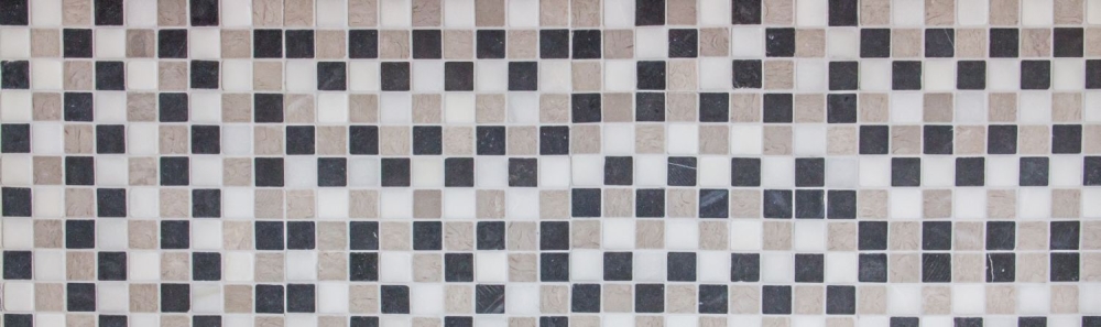 Mosaico cuadrado mezcla de marmol Botticino Gris Nero beige gris negro mate