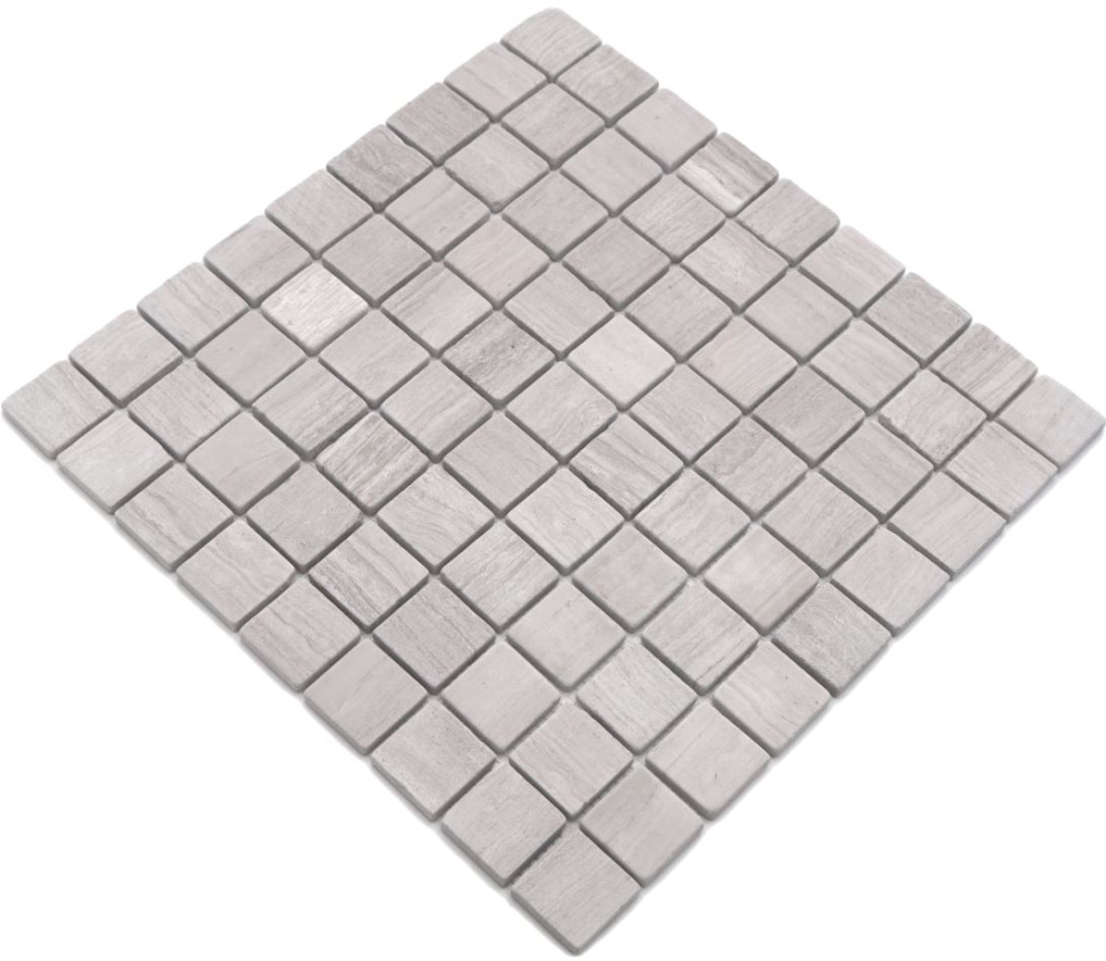 Mosaico cuadrado uni rayas gris marmol gris mate