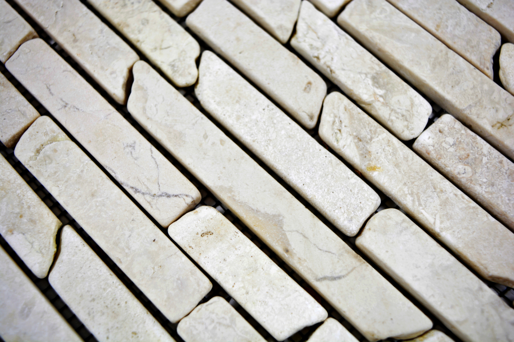 Mosaik Brick uni Biancone Marmor Mauerverbandoptik hellbeige matt