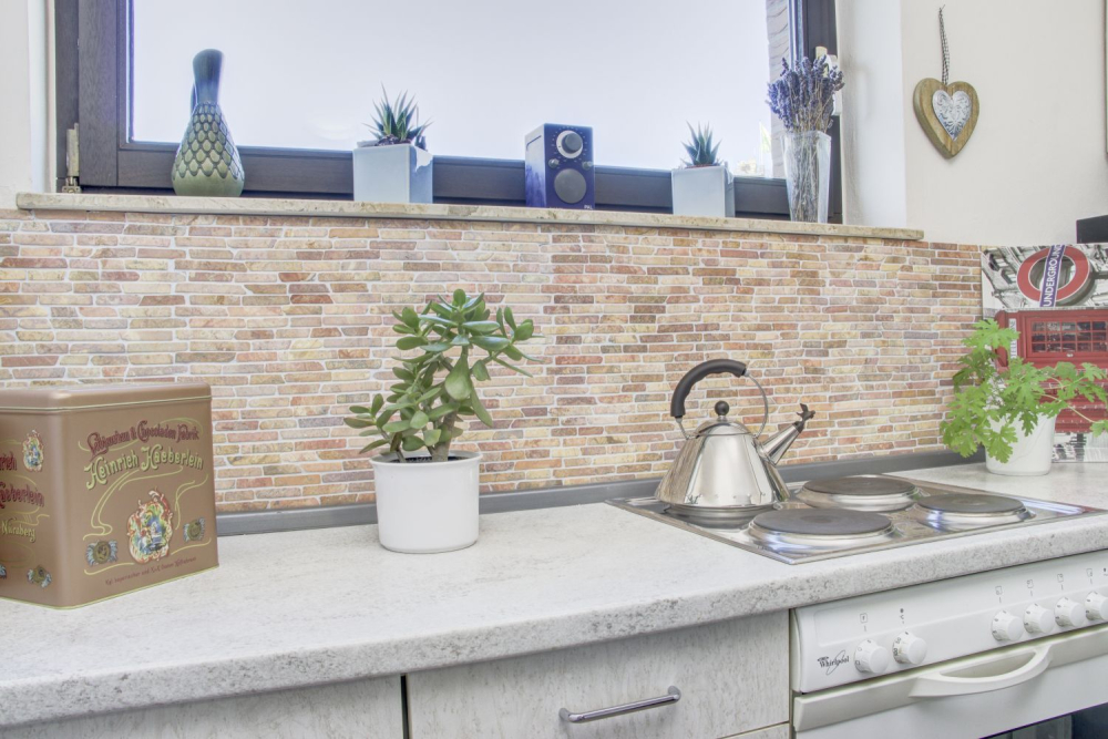 Mosaik Brick uni Rossoverona Marmor Mauerverbandoptik rot matt