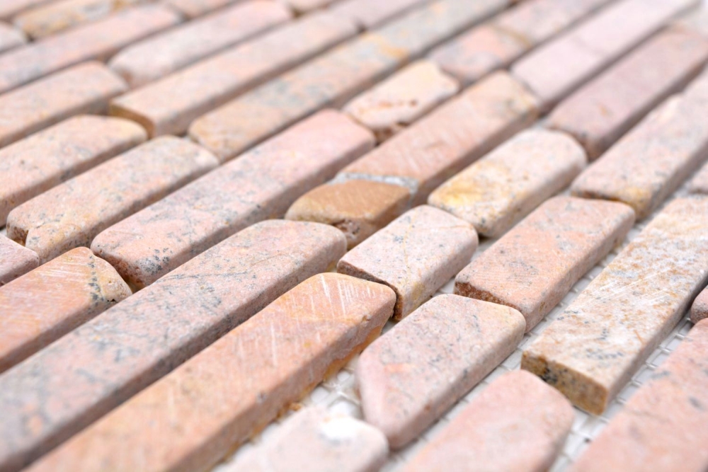 Mosaik Brick uni Rossoverona Marmor Mauerverbandoptik rot matt