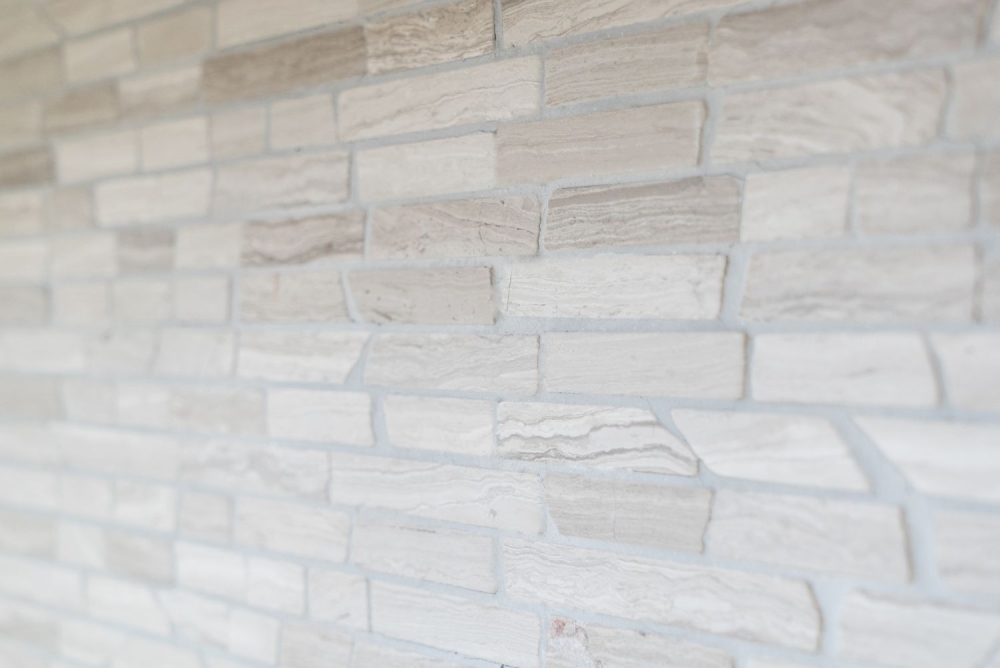 Mosaique Brick Marbre gris uni bandes aspect maconnerie mat