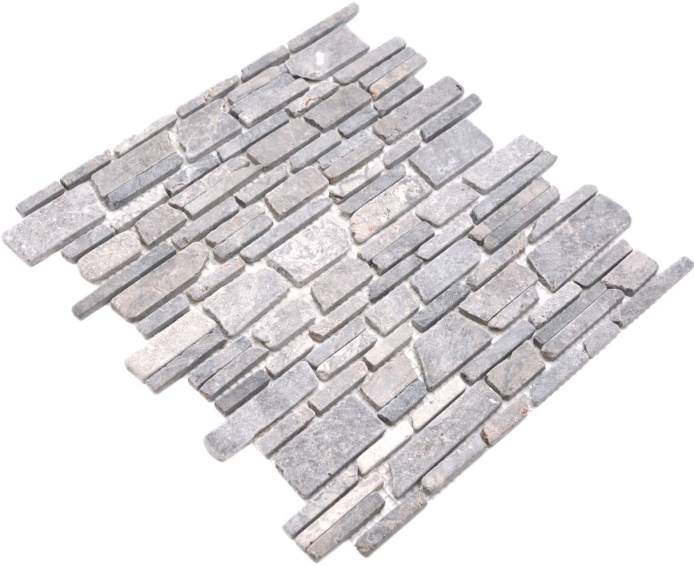 Mosaique Brickmosaik uni Grey Marbre aspect maconnerie gris mat