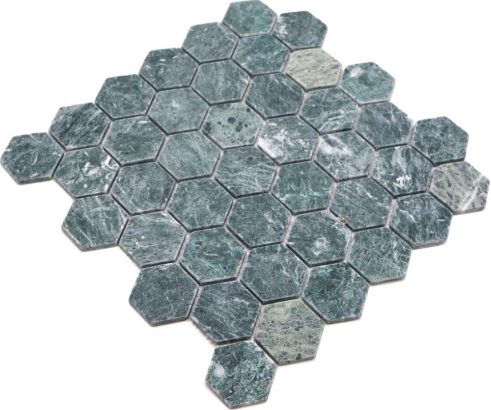 Mosaik Hexagon Marmor uni grün Hexagonoptik matt