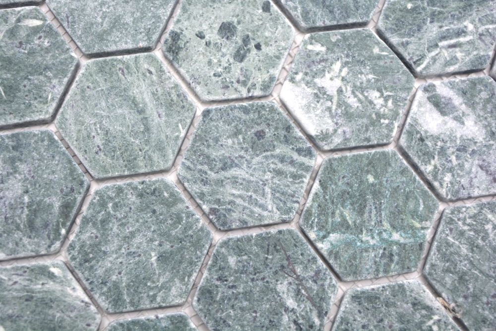 Mosaik Hexagon Marmor uni grün Hexagonoptik matt