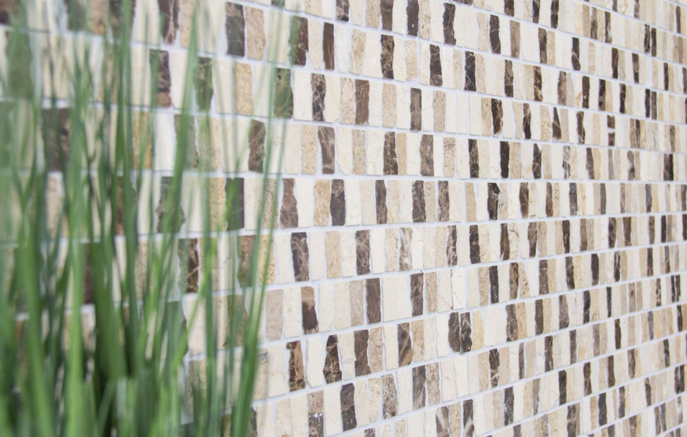 Marmol Mosaico Rustico Emperador crema Duelas pulido - 10 hojas de mosaico