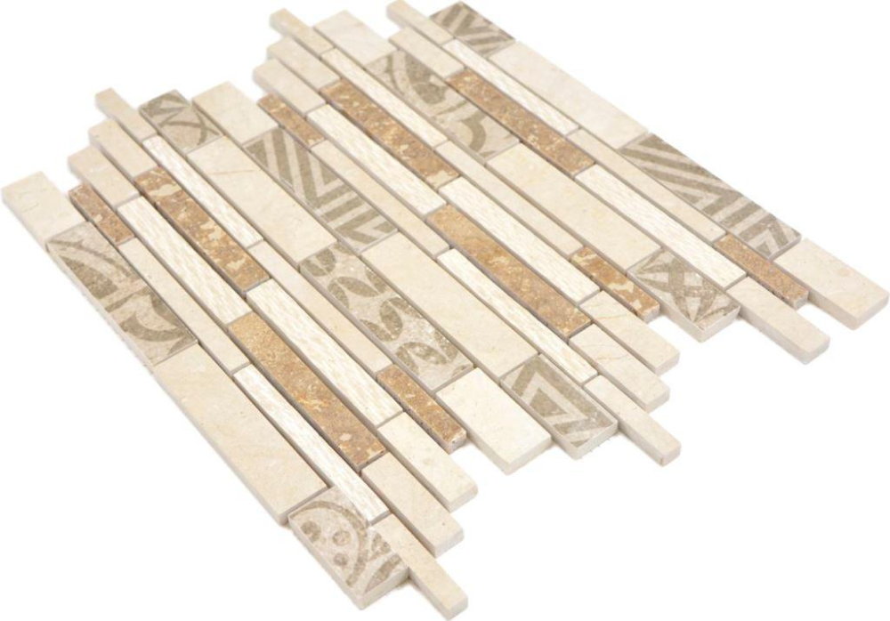 Mosaik Mix Keramik Naturstein mix beige braun matt - 10 Mosaikblaetter
