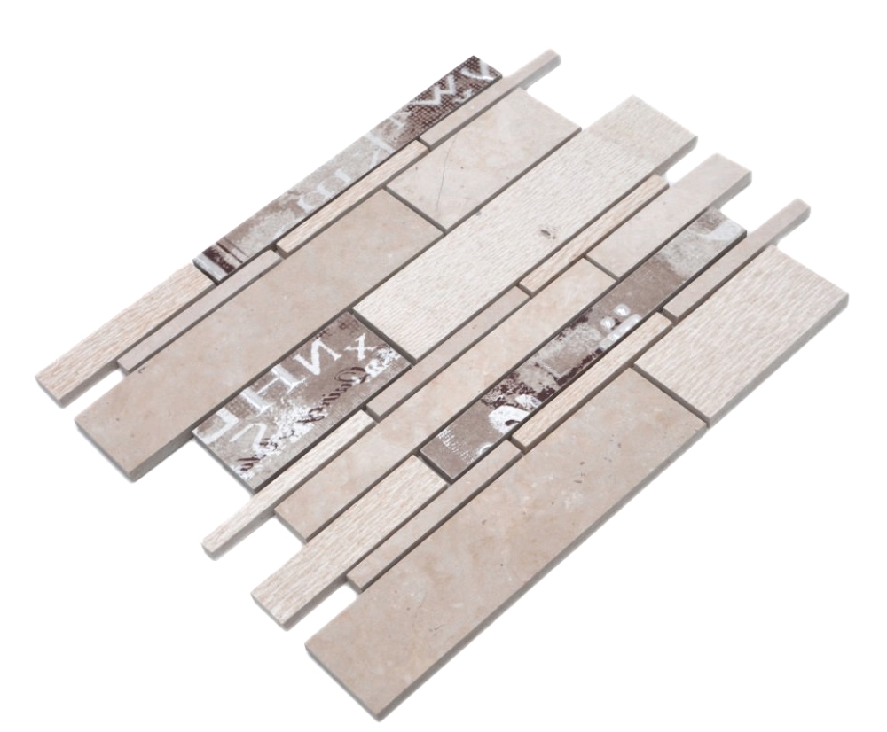 Mosaico composito marmo ceramica mix colore beige 2F Mix pietra naturale opaco