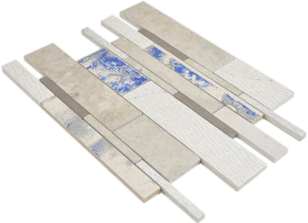 Mosaik Mix Keramik Naturstein mix grau dunkelgrau matt - 10 Mosaikblaetter