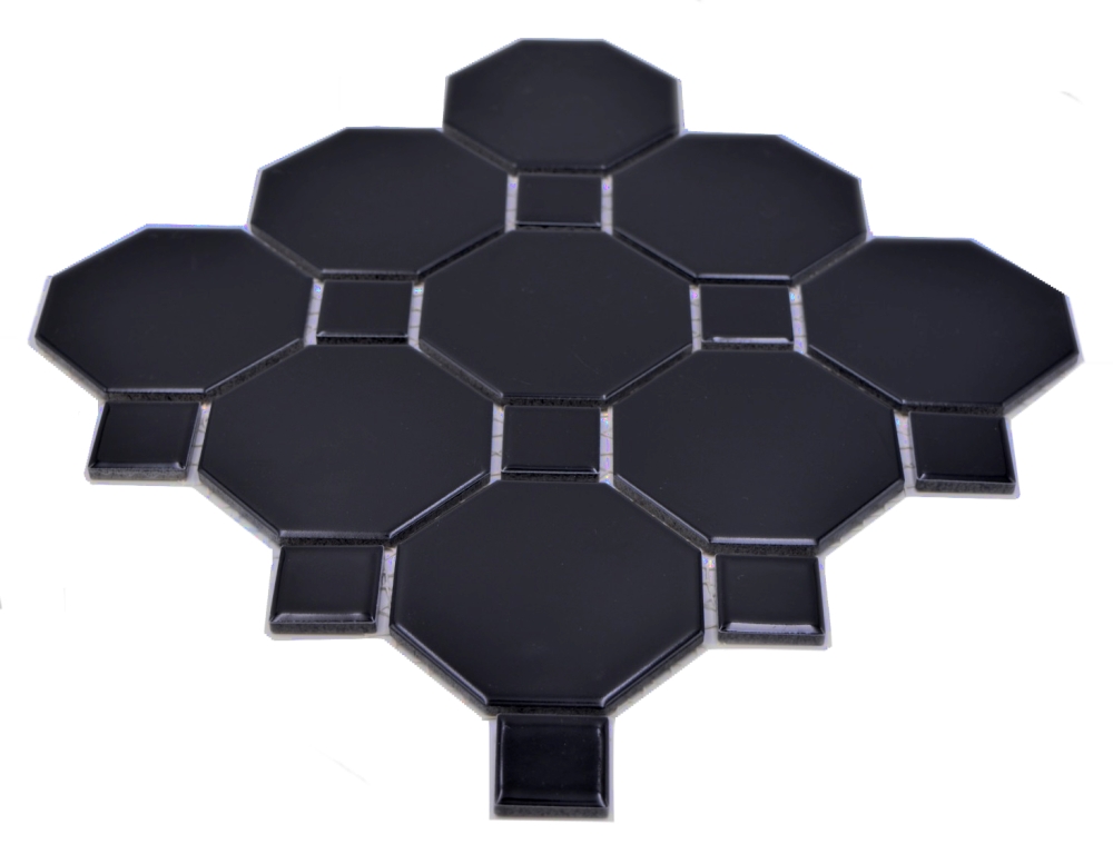 Mosaik Octa schwarz matt mit glänzend Keramik Octagonoptik