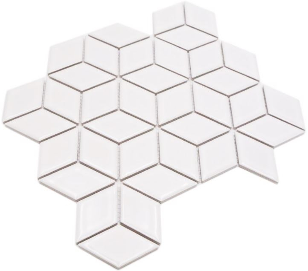Mosaico 3D obleas uni blanco brillante obleas de ceramica mirada