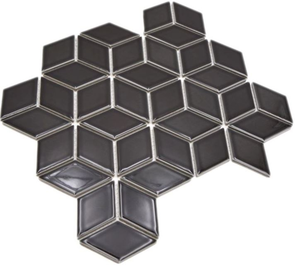 Mosaico 3D cubo liso negro brillante ceramica cubo mirada