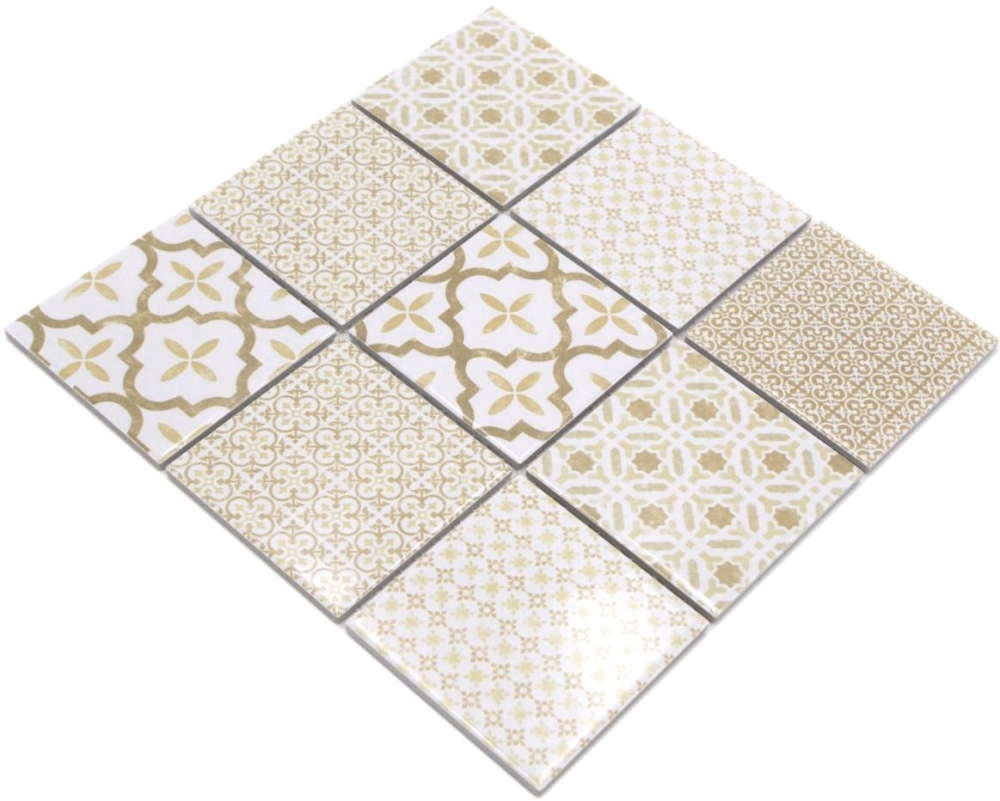 Mosaico quadrato PRONTO WARM beige in ceramica effetto retro lucido