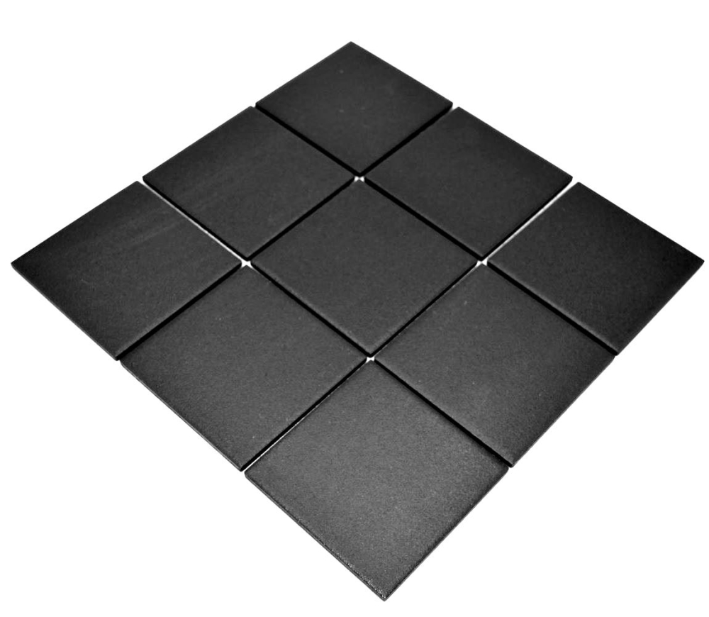 Mosaique Carre uni noir Ceramique gris mat R10B