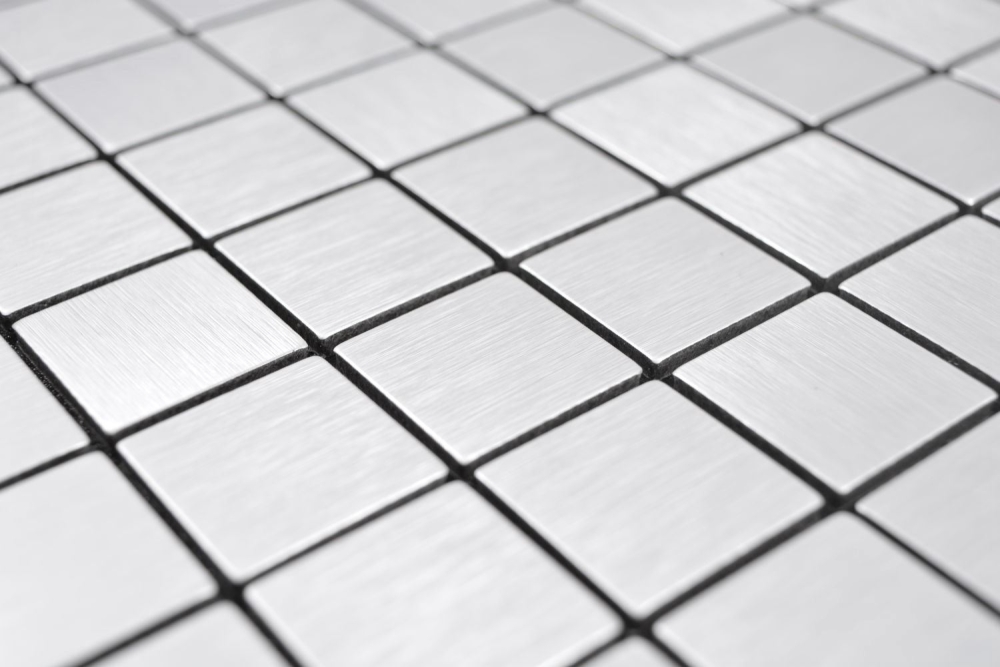 selbstklebende Mosaikmatte Metalloptik Aluminium Silber Grau Matt Gebürstet Wandfliese - 200-L7S