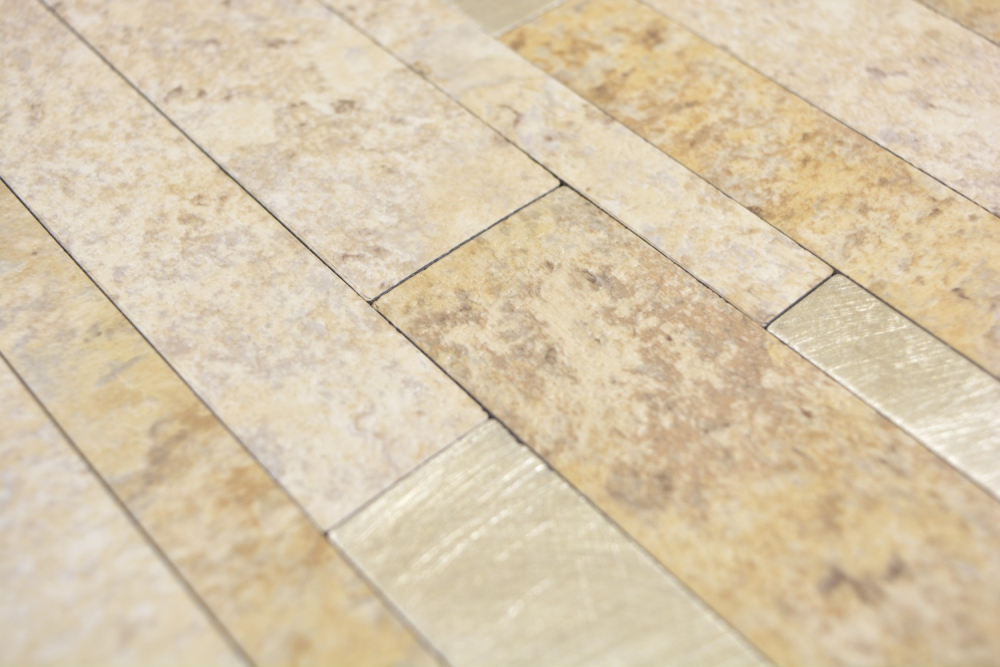 Mosaik Selbstklebend Steinoptik Vinyl braungold matt - 10 Mosaikblaetter