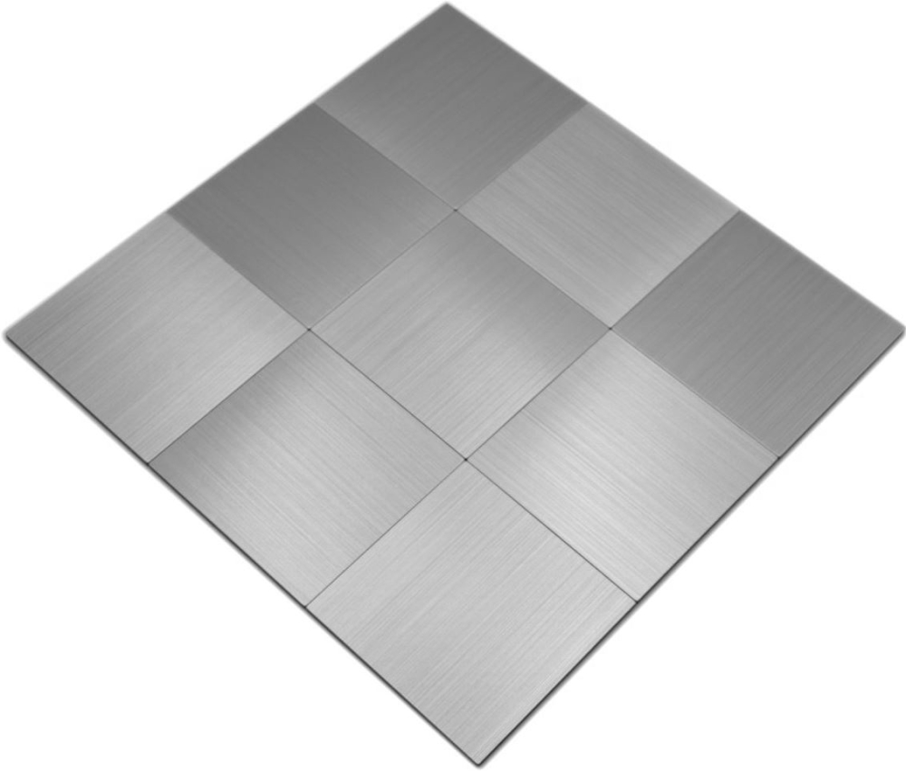 Mosaik Selbstklebend Quadrat metall Aluminium Metall Metalloptik silber glänzend