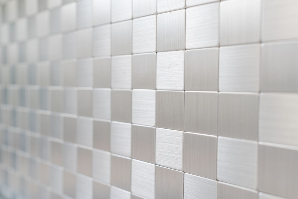 Mosaik Selbstklebend Quadrat metall Aluminium Metall Metalloptik silber glänzend