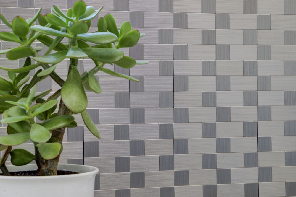 Mosaik Selbstklebend Kombination metall Aluminium Metall Metalloptik silber glänzend
