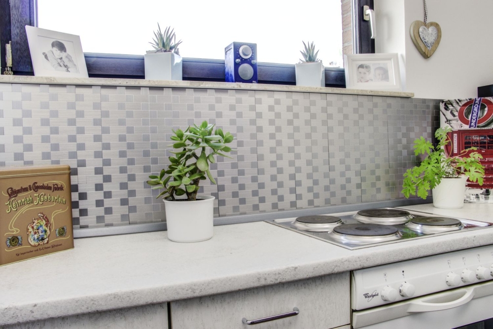 Mosaik Selbstklebend Kombination metall Aluminium Metall Metalloptik silber glänzend