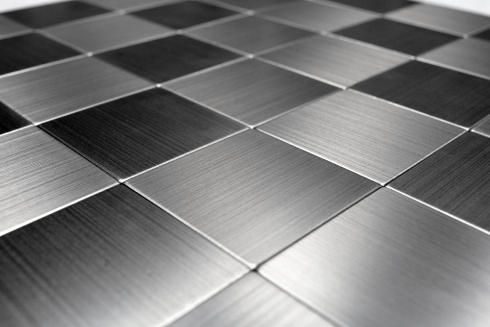 Mosaik Selbstklebend Quadrat metall Aluminium Metall Metalloptik silber glänzend