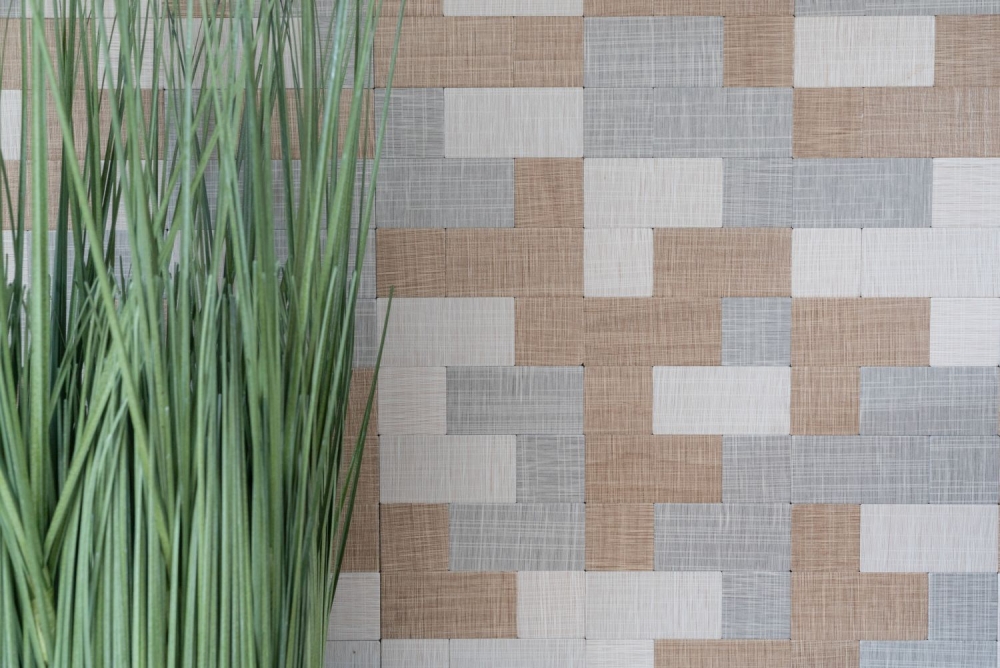 Mosaik Selbstklebend Kombination metall mix Textiloptik Aluminium Metall creme beige grau matt