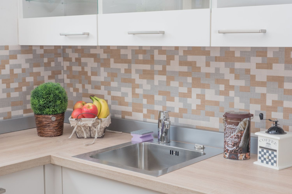 Mosaik Selbstklebend Kombination metall mix Textiloptik Aluminium Metall creme beige grau matt