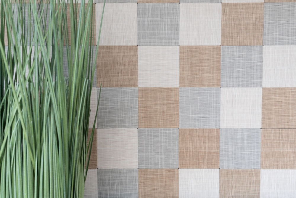 Mosaik Selbstklebend Quadrat metall mix Textiloptik Aluminium Metall creme beige grau matt