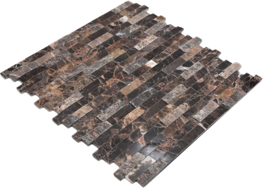 Mosaik Selbstklebend Quadrat Naturstein emperador dunkel Marmor dunkelbraun matt