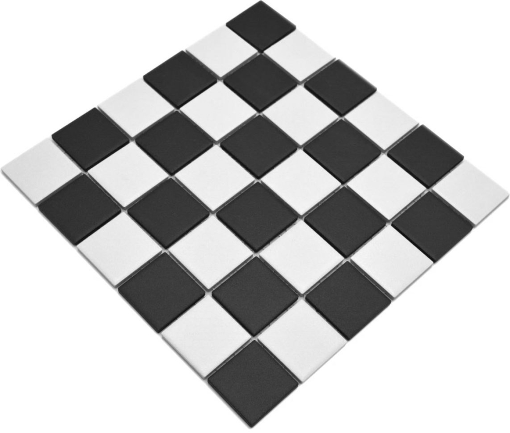 Mosaique Carre mix noir blanc Ceramique aspect damier mat R10B