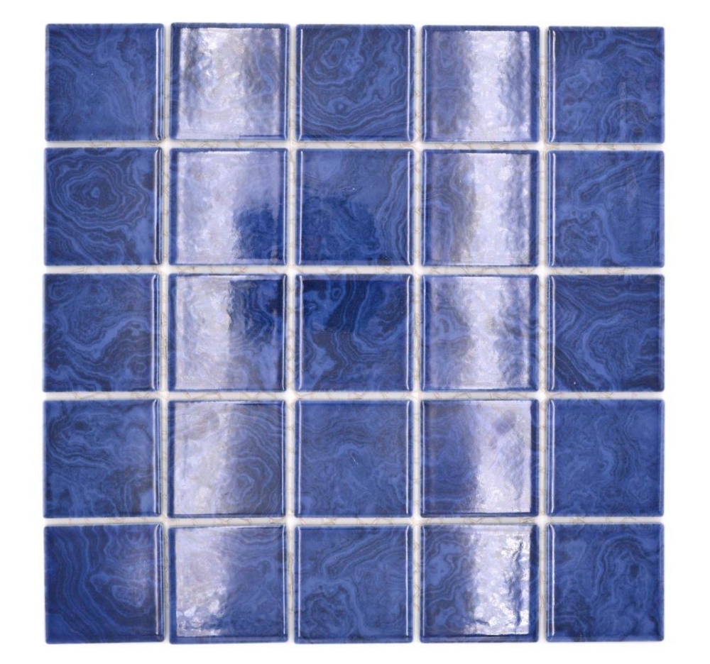 Keramik Mosaikfliese kobaltblau hellblau Schlieren