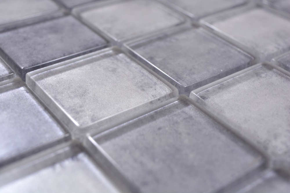 Verre Mosaique Carreau Qudrat gris Mix MORNING Revetement mural cuisine - 88-0020