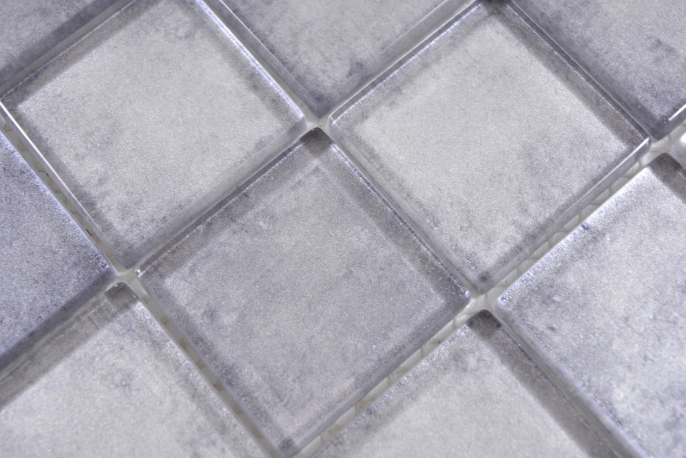 Verre Mosaique Carreau Qudrat gris Mix MORNING Revetement mural cuisine - 88-0020