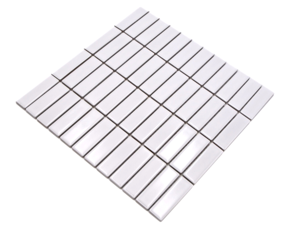 Varillas de mosaico de ceramica lisa blanca brillante de aspecto reticulado