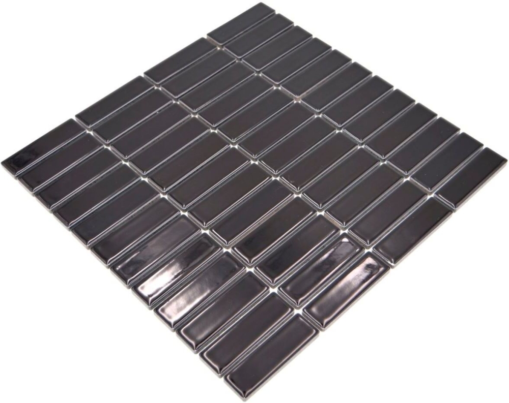 Varillas de mosaico de ceramica lisa negra brillante de aspecto reticulado