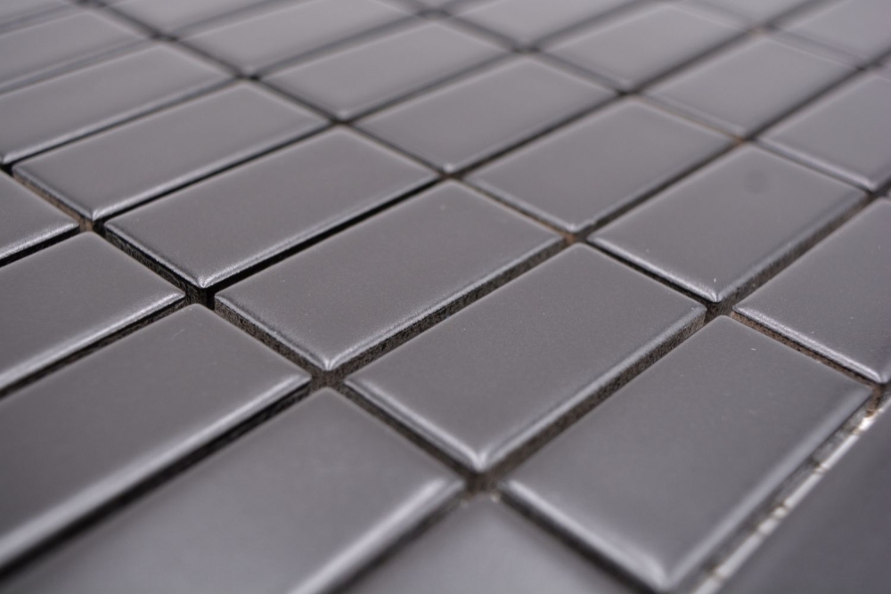 Mosaik Stäbchen uni schwarz matt Keramik Kreuzverbandoptik