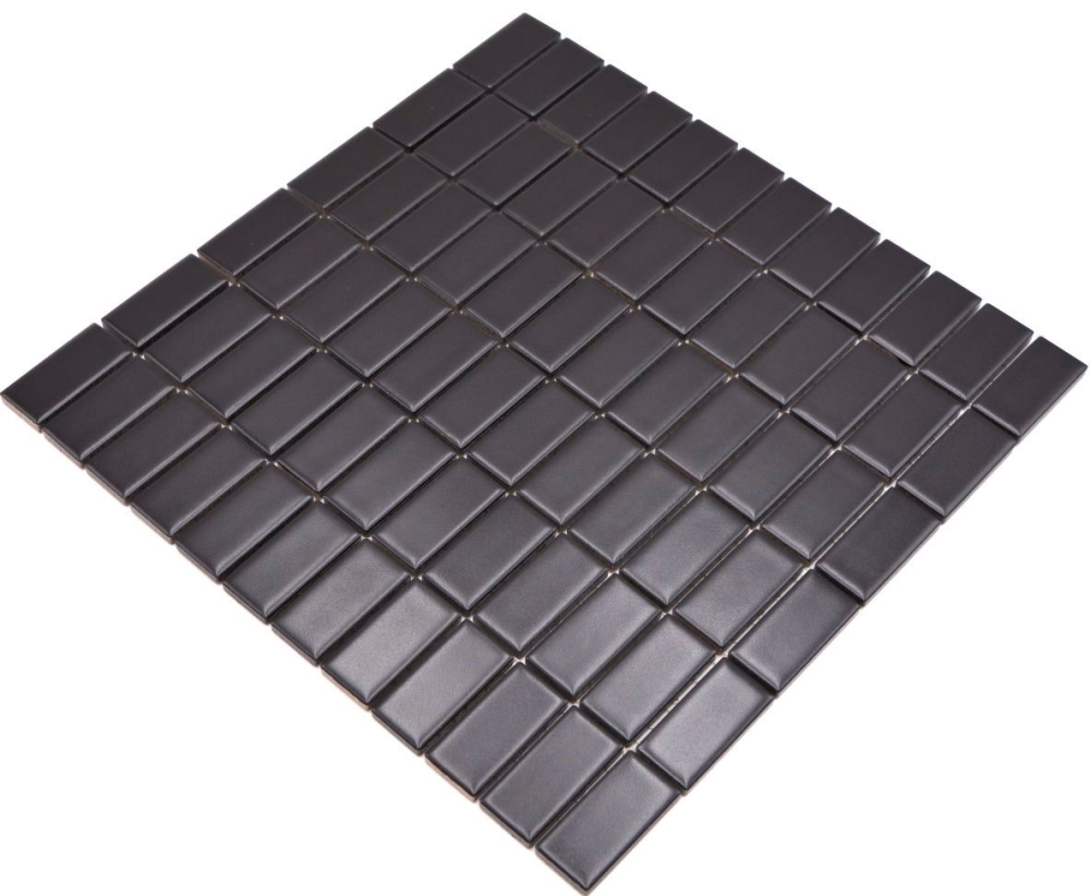 Mosaik Stäbchen uni schwarz matt Keramik Kreuzverbandoptik