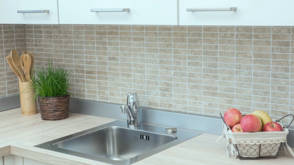 Mosaik Fliese Keramikmosaik Stäbchen beige gelb Travertin Steinoptik 24-STSO67