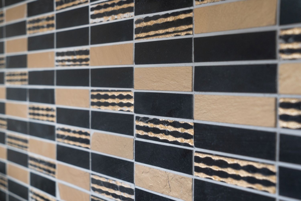 Baguettes de mosaique or noir mosaique de marbre 40-STN79