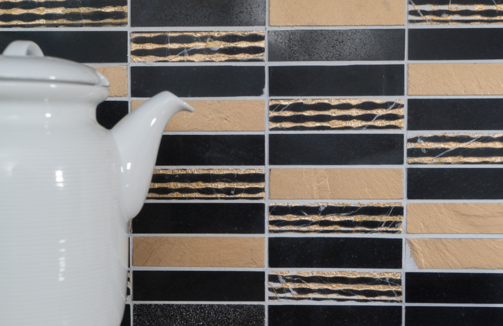 Baguettes de mosaique or noir mosaique de marbre 40-STN79