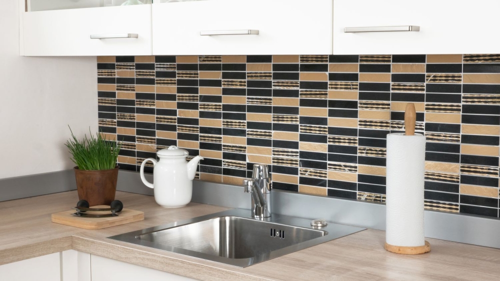 Baguettes de mosaique or noir mosaique de marbre 40-STN79