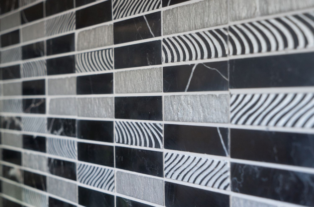 Baguettes de mosaique argent noir mosaique de marbre 40-STN89