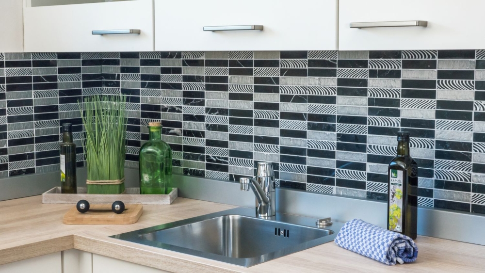 Baguettes de mosaique argent noir mosaique de marbre 40-STN89
