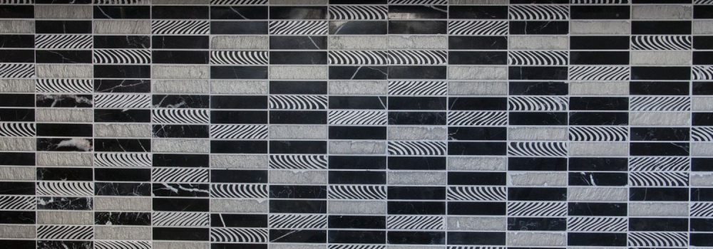 Baguettes de mosaique argent noir mosaique de marbre 40-STN89