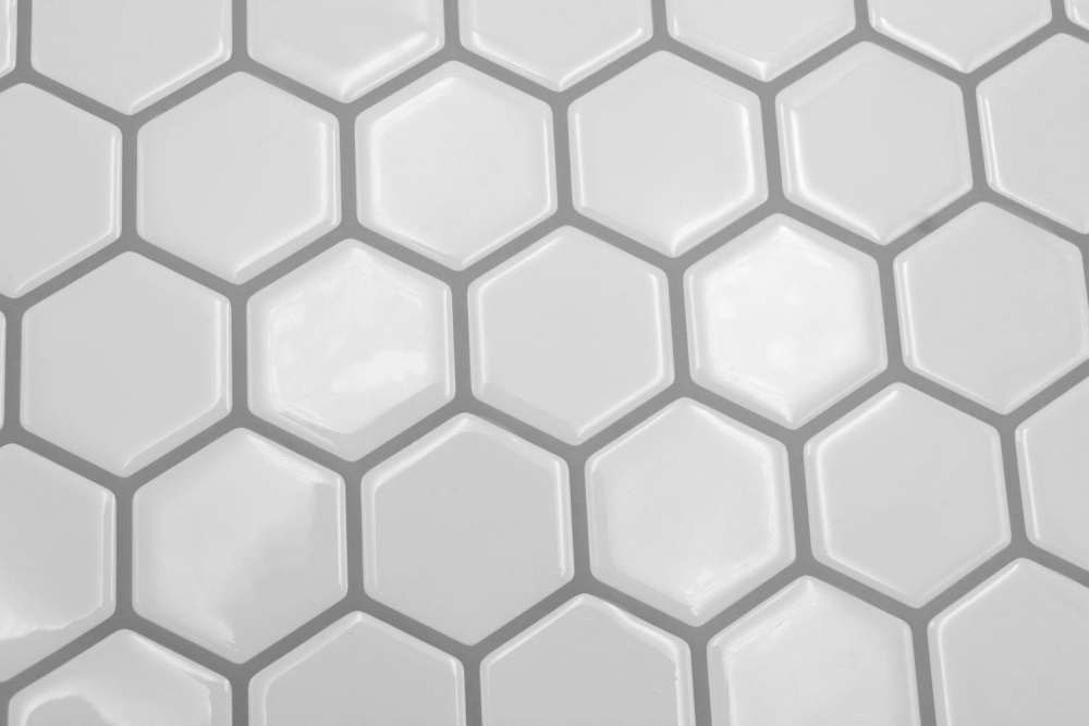 Selbstklebende Mosaik Folie Vinyl Hexagon Optik weiss Küchenrückwand Fliesenspiegel
