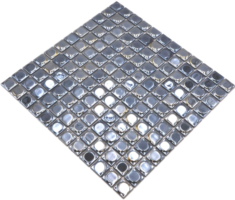 Mosaique Carre ECO uni noir metallise 3DR verre brillant