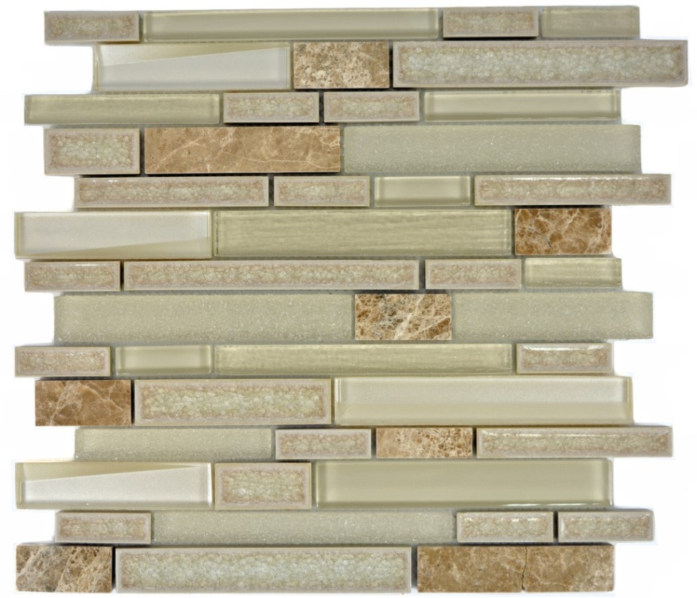 Mosaico compuesto de vidrio mosaico de piedra ceramica mezcla beige mezcla translucida albanileria mirada brillante