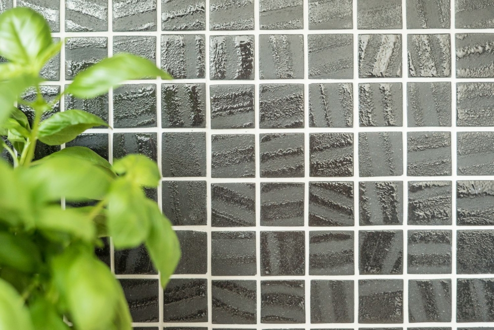 Mosaique Carre ECO uni noir anthracite verre mat