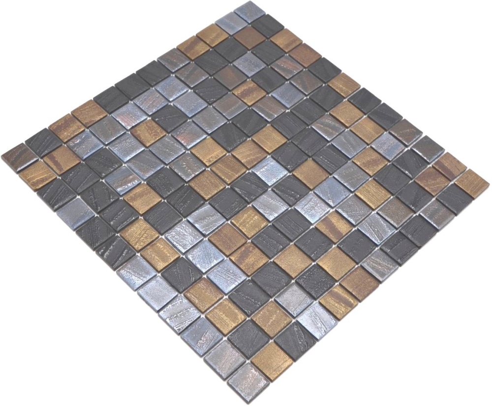 Mosaique Carre ECO mix noir anthracite satin or bronze oxyde verre mat